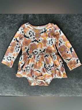 StellaNest Girls Spooky Skull Skirted Romper Size 3T